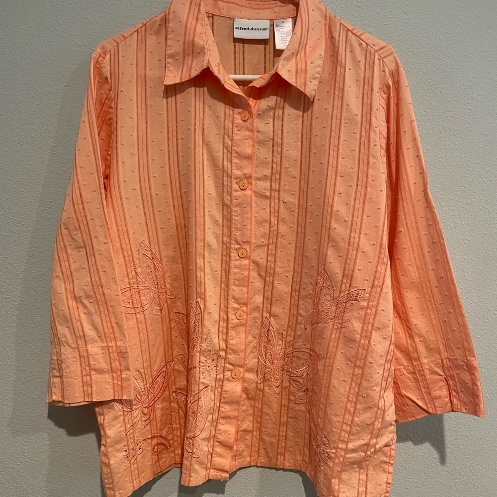 Peach Alfred Dunner Button up Blouse